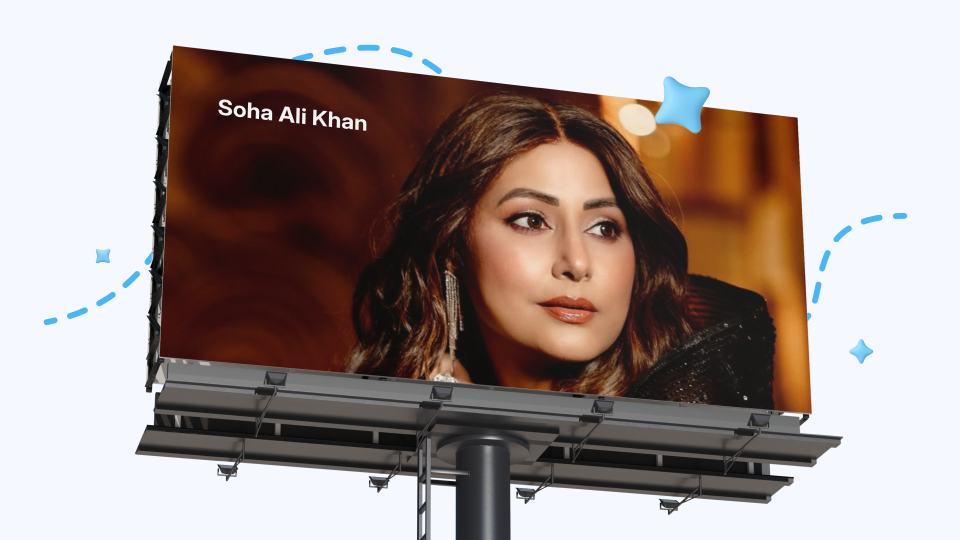 Billboard featuring a celebrity advertisement.